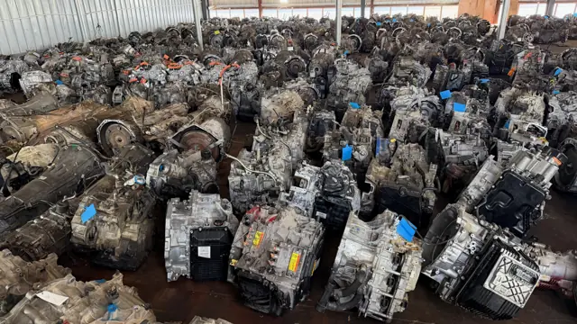 Large stock of used transmission assemblies